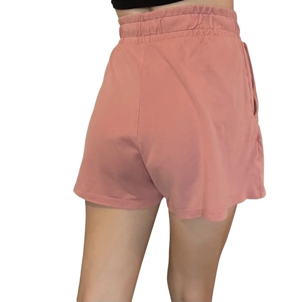 Zara Pull On Shorts Pink High Waisted Cotton Casual Lounge Summer Size Medium